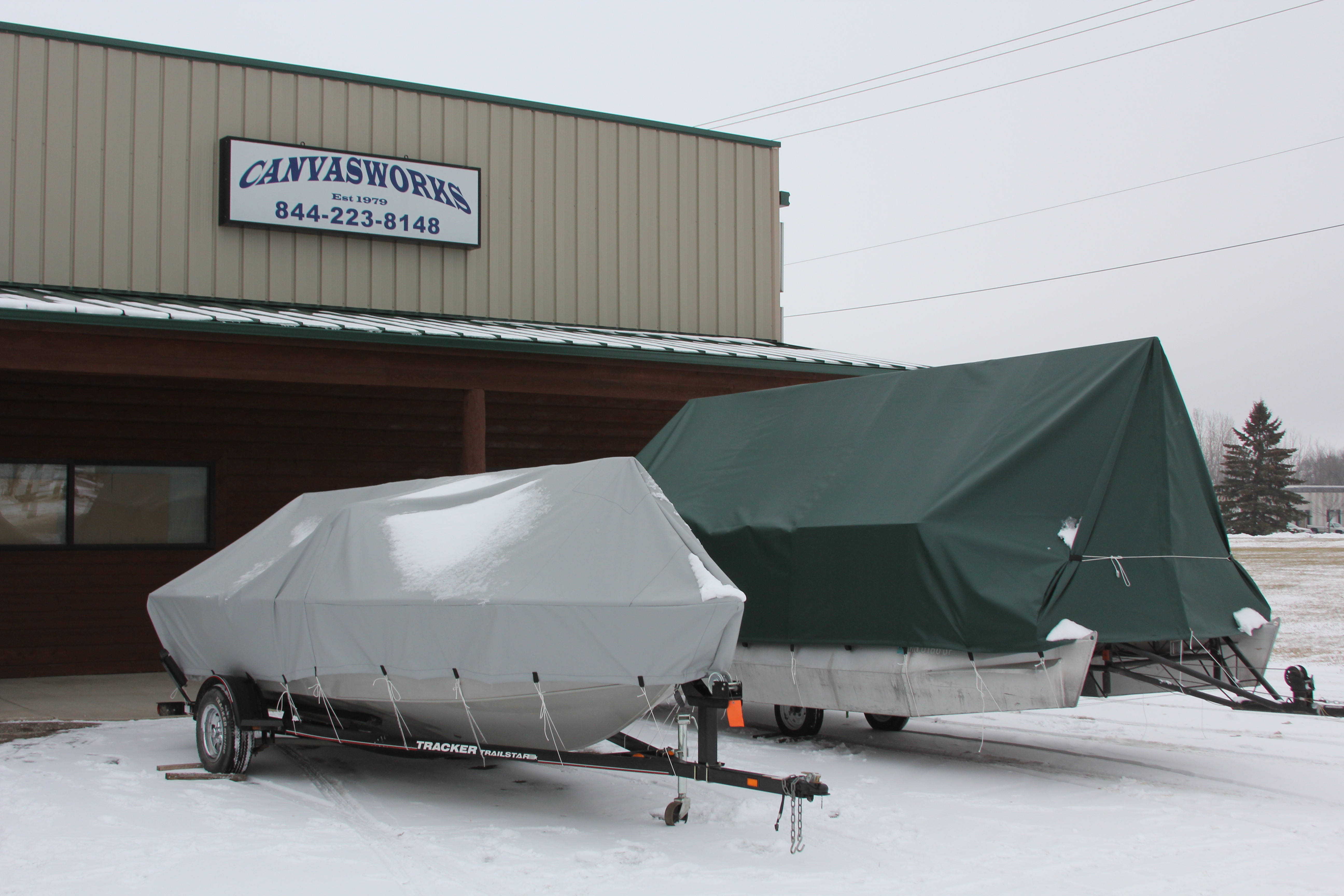 Canvas covers for storing boats in the winter